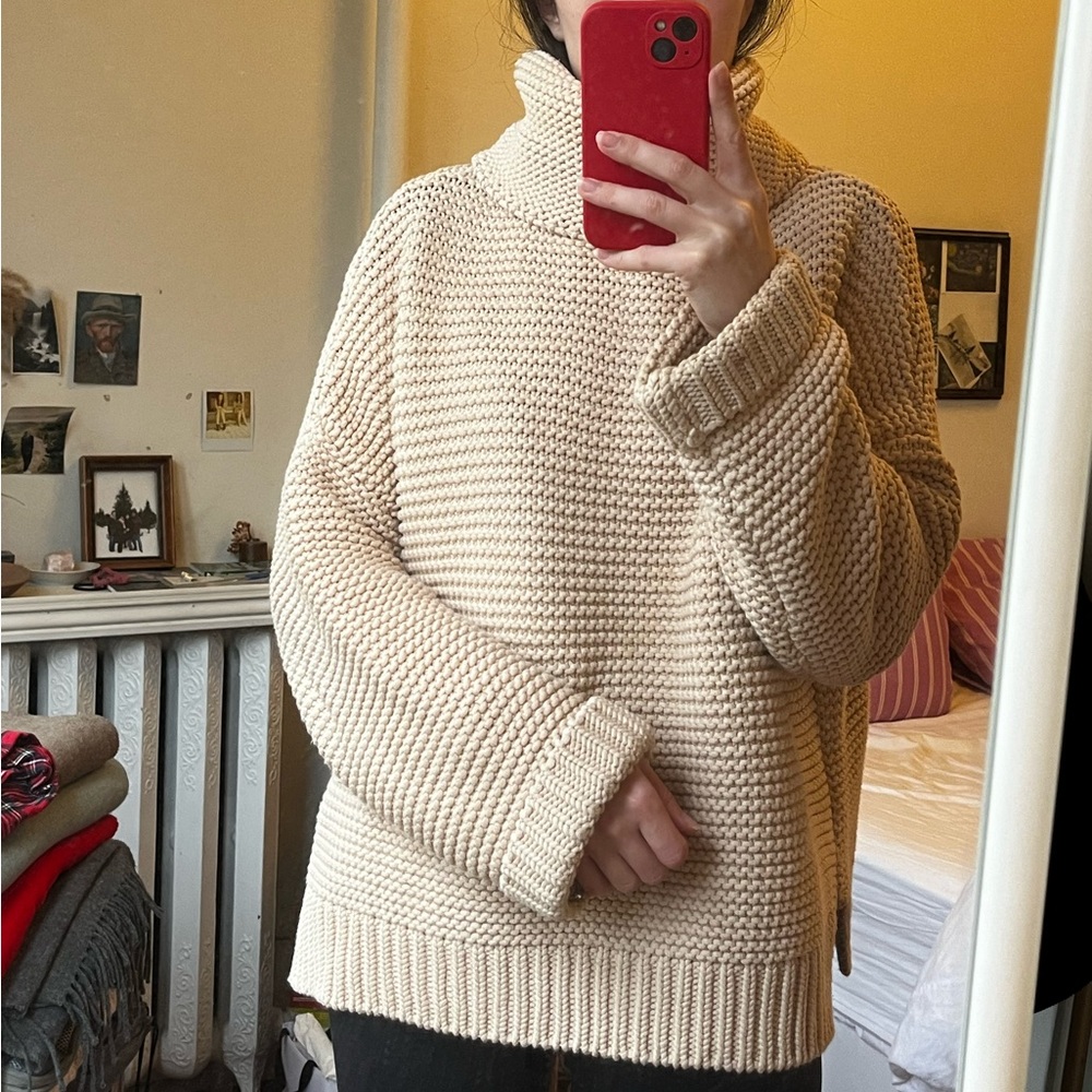 Chunky tan knit turtleneck - Zara